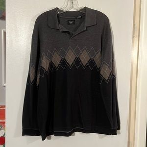 Haggar argyle long sleeve polo neck shirt.